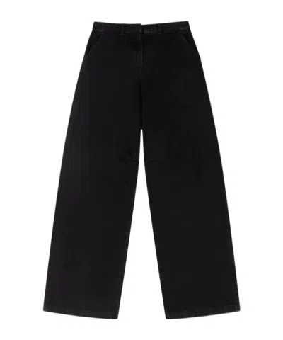 Entire Studios Cotton Wide-leg Jeans In Black