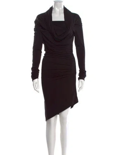Pre-owned Entire Studios Cowl Neck Knee-length Dress In Black