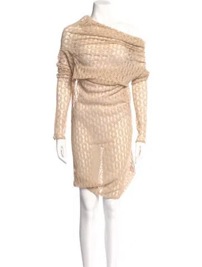 Pre-owned Entire Studios Cowl Neck Knee-length Dress In Neutral