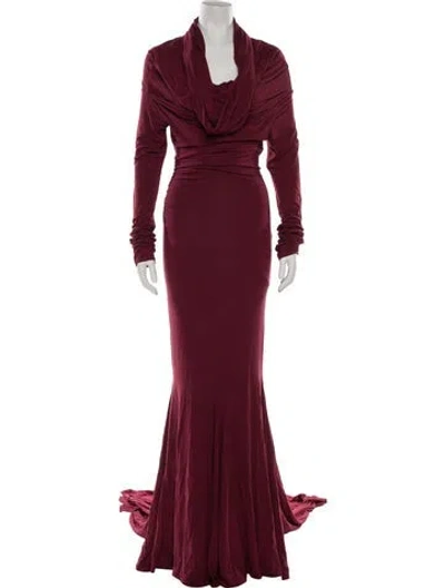 Pre-owned Entire Studios Cowl Neck Long Dress In Burgundy