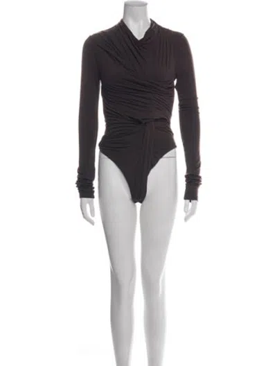 Pre-owned Entire Studios Cowl Neck Long Sleeve Bodysuit W/ Tags In Brown