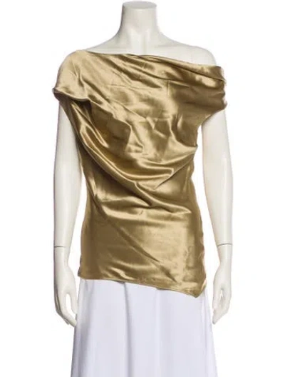 Pre-owned Entire Studios Cowl Neck Short Sleeve Top In Gold