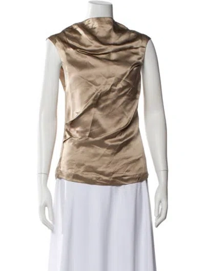 Pre-owned Entire Studios Cowl Neck Short Sleeve Top In Neutral