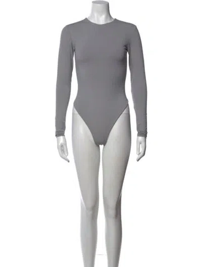 Pre-owned Entire Studios Crew Neck Long Sleeve Bodysuit In Grey