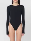 Entire Studios Crew Neck Long Sleeves Nylon Blend Bodysuit In Black
