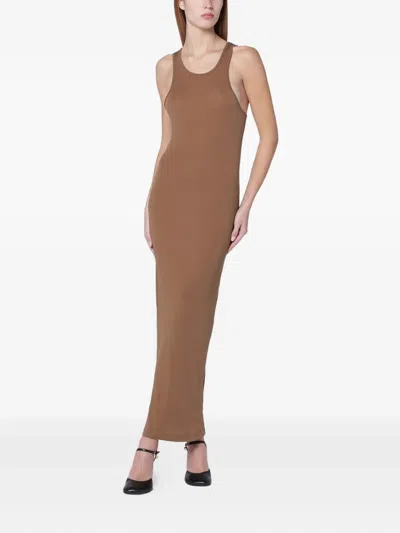 Entire Studios Sand-colored Sleeveless Cotton-blend Dress In Neutral