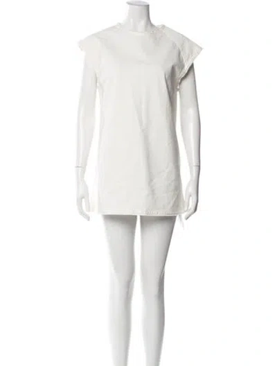 Pre-owned Entire Studios Crew Neck Mini Dress In White