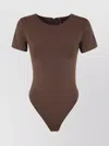 Entire Studios Crew Neck Short Sleeve Bodysuit In Brown