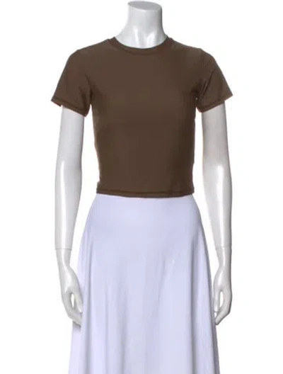 Pre-owned Entire Studios Crew Neck Short Sleeve Crop Top In Brown