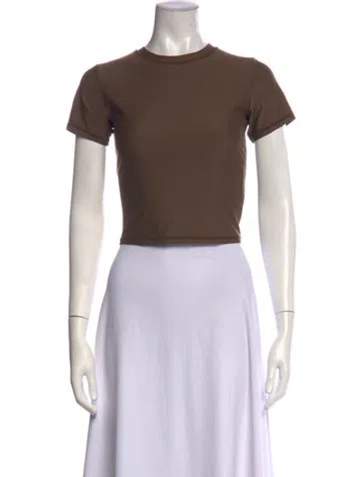Pre-owned Entire Studios Crew Neck Short Sleeve Crop Top In Brown