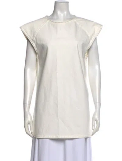Pre-owned Entire Studios Crew Neck Short Sleeve Tunic In White