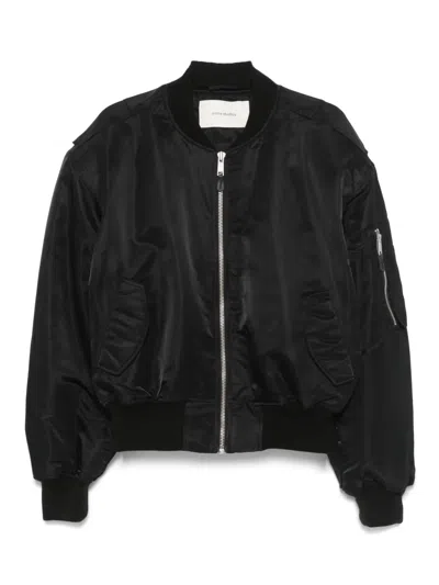 Entire Studios Cropped Bomber Jacket In Blue