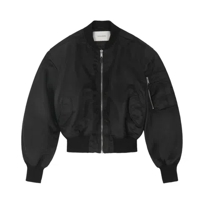Pre-owned Entire Studios Cropped Broad Bomber Jacket 'oil' | Black | Women's Size M