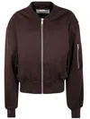 Entire Studios Brown Cropped Broad Suiting Bomber Jacket In Black