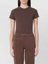 Entire Studios Cropped Cotton T-shirt Crew Neck Slim Fit In Brown