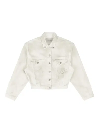 Entire Studios Cropped Denim Jacket In White