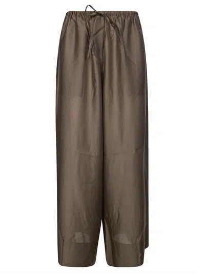 Entire Studios Cropped Elastic Waist Wide-leg Pants In Brown