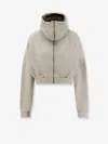 Entire Studios Cropped Full Zip Cotton Sweatshirt In Gray
