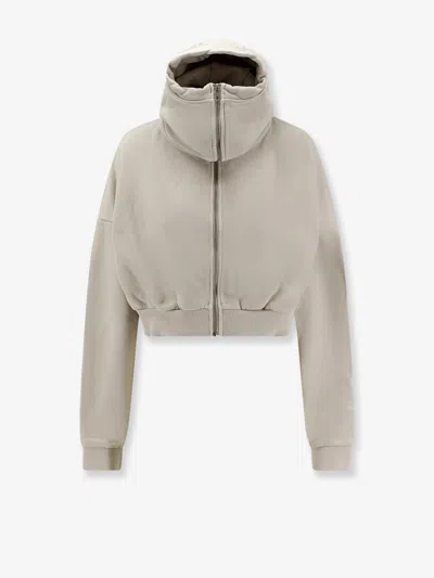 Entire Studios Cropped Full Zip Cotton Sweatshirt In Gray