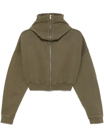 Entire Studios Full Zip Cotton Hoodie In Military Green