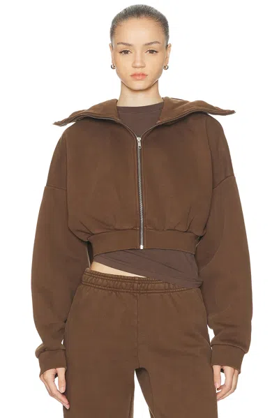 Entire Studios Cropped Full Zip Jacket In Brown