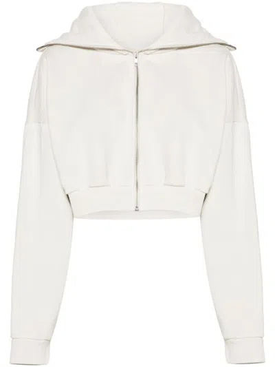 Entire Studios Cropped Zipped Hoodie In White