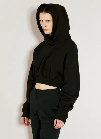 Entire Studios Cropped Heavy Hooded Sweatshirt In Black