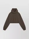 Entire Studios Cropped Hooded Sweatshirt With Ribbed Cuffs And Hem In Brown