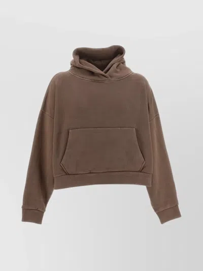 Entire Studios Cropped Hoodie With Front Pouch In Brown