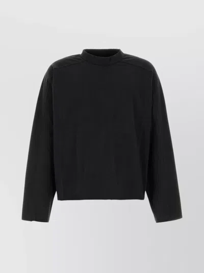 Entire Studios Cropped Long Sleeve Mock Neck T-shirt In Black