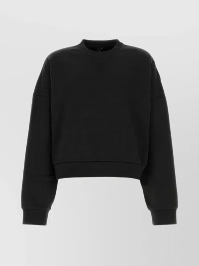 Entire Studios Cropped Oversize Sweatshirt With Ribbed Cuffs In Black