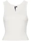 Entire Studios Womens Scoop-neck Cropped Organic-cotton Blend Jersey Top Rice In Weiss