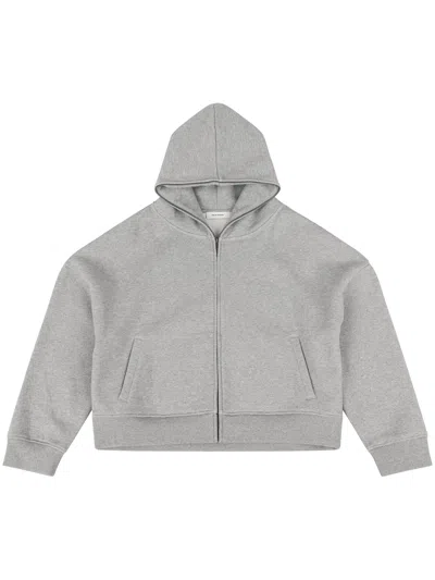 Entire Studios Cropped Zip-up Hoodie With Relaxed Fit And Hood In Gray