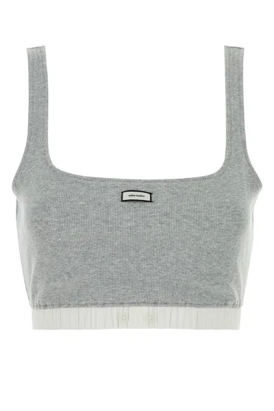 Entire Studios Grey Stretch Cotton Crop-top In Gray