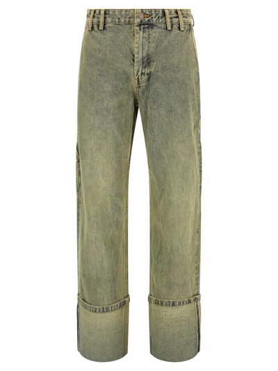 Entire Studios Cuff Surface Wave Jeans Yellow In Multi