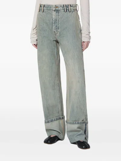 Entire Studios Wide-leg Jeans With Washed Effect In Blue