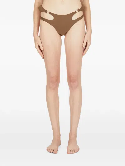 Entire Studios 컷아웃 패딩 스트랩 비키니 브리프 In Brown