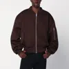 Entire Studios Dark Brown Zip-up Bomber Jacket In Wool In Brown