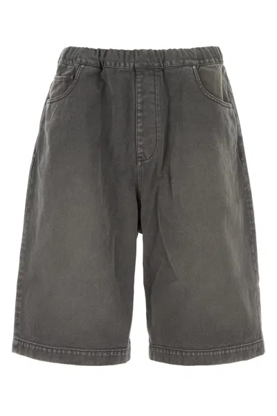 Entire Studios Dark Grey Denim Bermuda Shorts In Gray