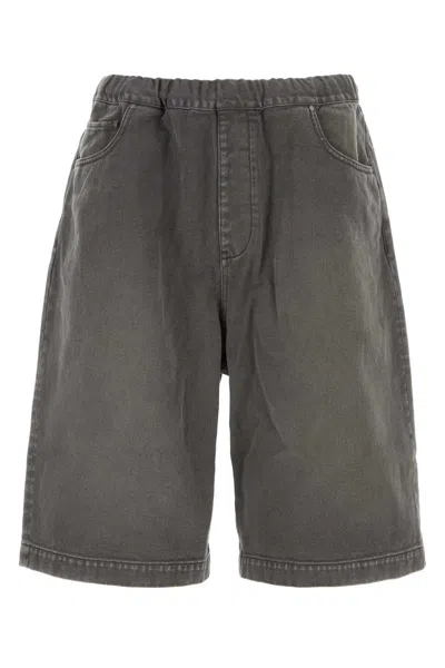 Entire Studios Dark Grey Denim Bermuda Shorts In Black