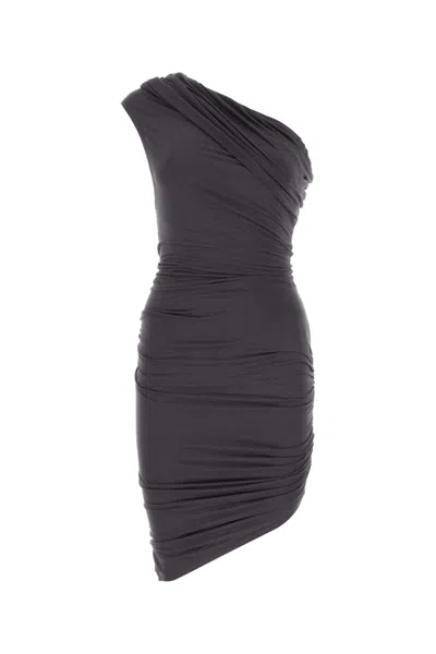 Entire Studios Dark Grey Viscose Stretch Mini Pillar One-shoulder Dress
