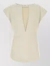 Entire Studios Sand Stretch Polyester Blend Deep Vee Tank Top In Neutral