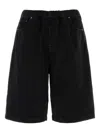 Entire Studios Black Denim Bermuda Shorts In Black