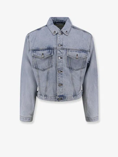 Entire Studios Denim Jacket With Padded Shoulder Pads In Blue