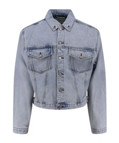 Entire Studios Denim Jacket With Padded Shoulder Pads In Blue