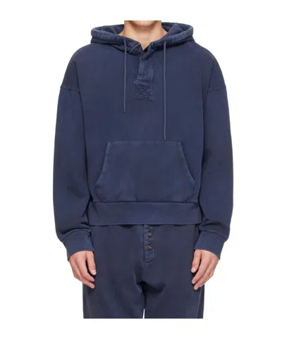 Entire Studios Distressed Hooded Sweatshirt In Blue