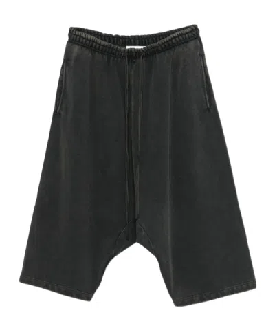 Entire Studios Distressed Lace-up Shorts In Dark Gray