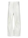 Entire Studios Distressed White Wide-leg Jeans With Five-pocket Design