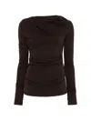 Entire Studios Drape Long-sleeve Top In Brown