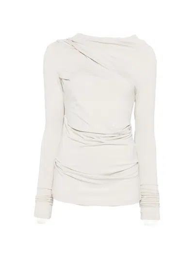 Entire Studios Drape Long-sleeve Top In White